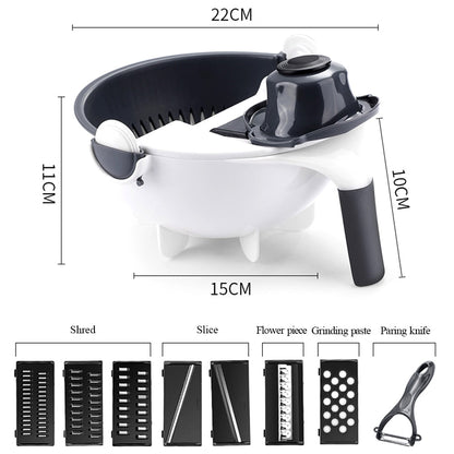 Multifunctional Rotate Vegetable Cutter With Drain Basket