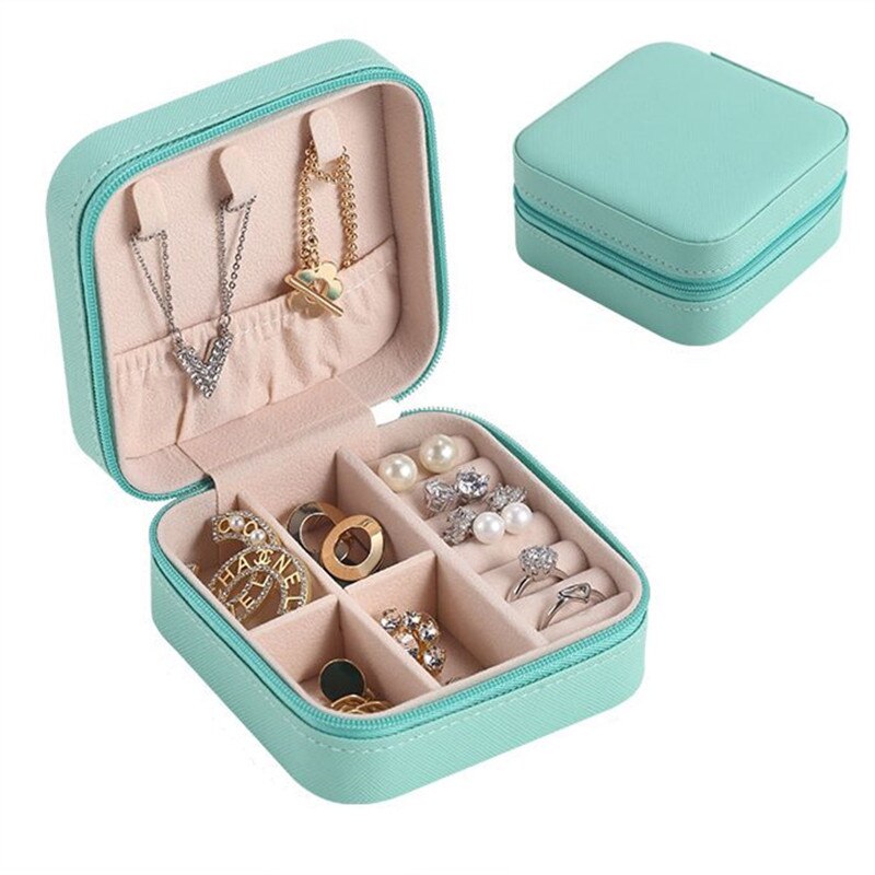 Travel Jewelry Box Organizer Mini Leather Storage Gift Case For Earring Necklace