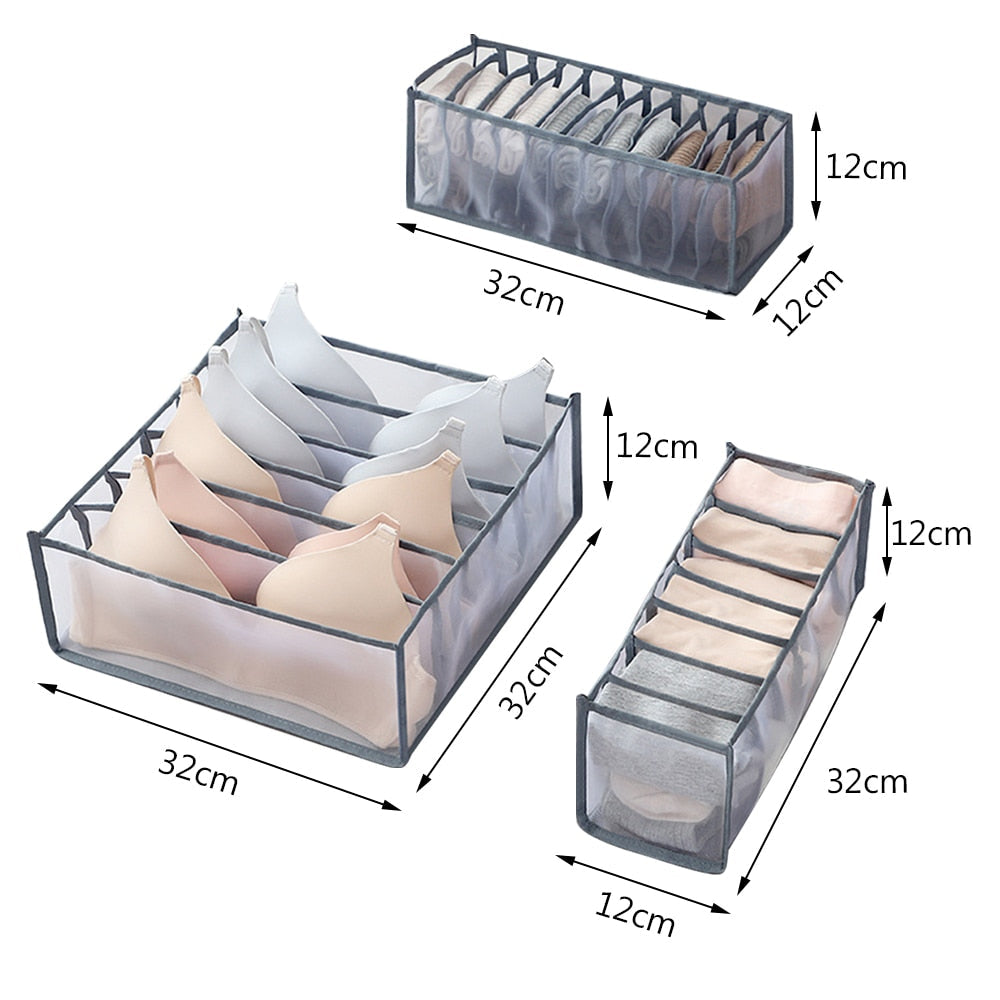 Dormitory closet organizer for socks home separated underwear storage box 7 grids jeans bra organizer foldable drawer organizer