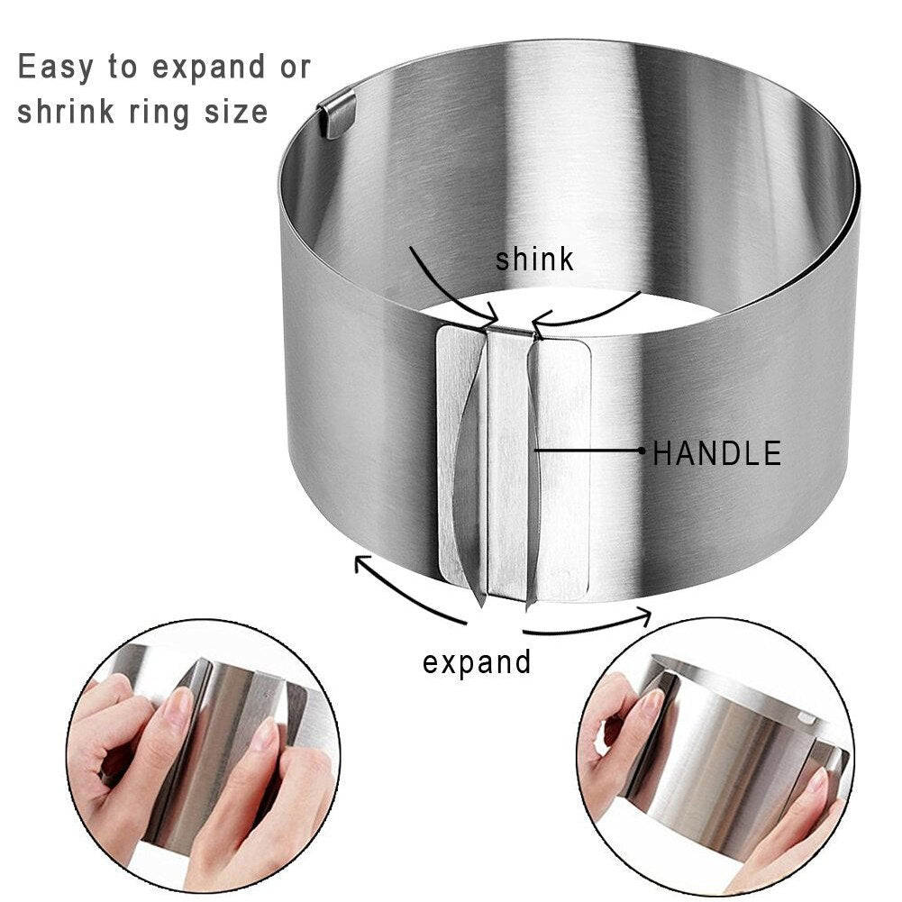 6-12 Inch Adjustable Stainless Steel Dessert Cake Mold Circle Baking Round Mousse Ring