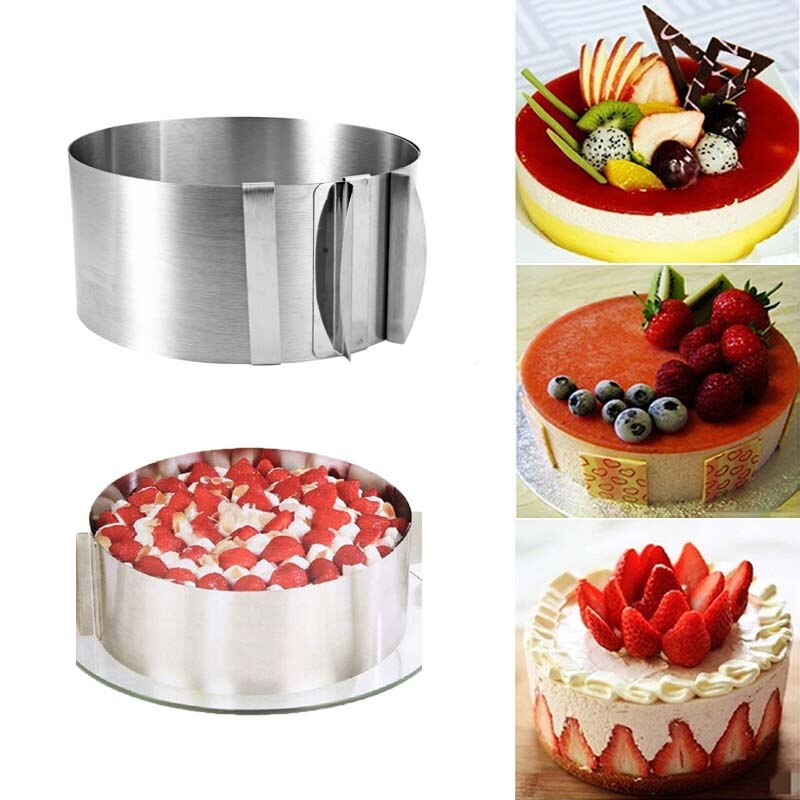 6-12 Inch Adjustable Stainless Steel Dessert Cake Mold Circle Baking Round Mousse Ring