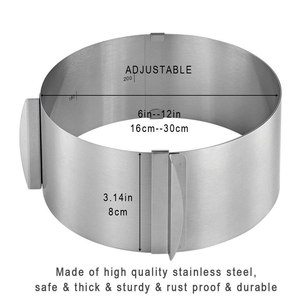 6-12 Inch Adjustable Stainless Steel Dessert Cake Mold Circle Baking Round Mousse Ring