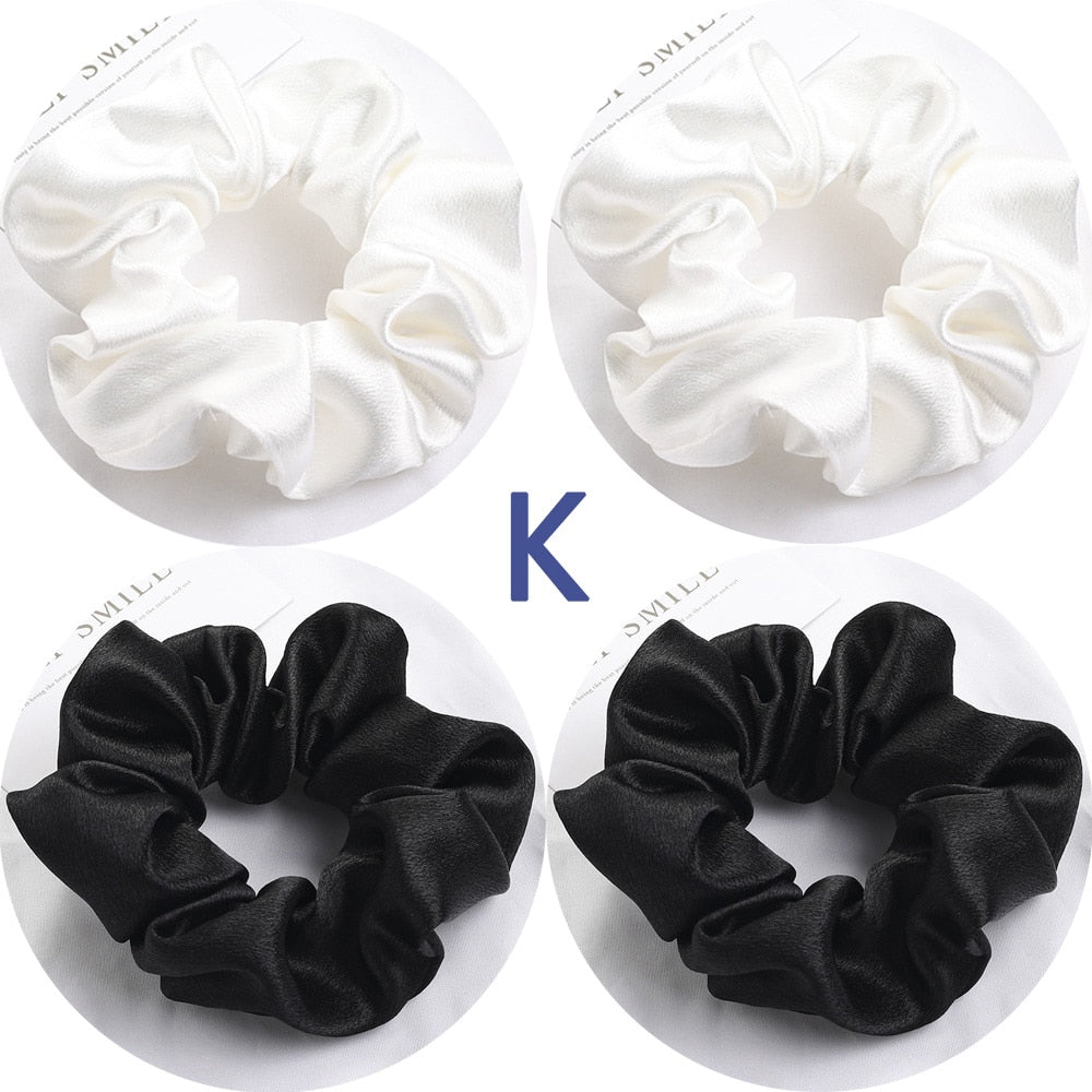 5pcs Satin Silk Scrunchies Women Elastic Rubber Hair Bands