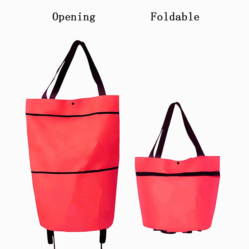 Oxford Cloth Reusable Foldable Shopping Pull Cart Trolley Bag