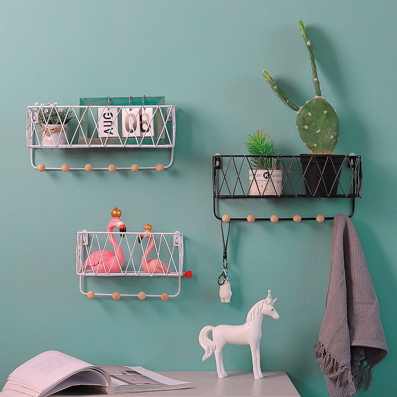 Iron Grid Wall Mounted Storage Basket