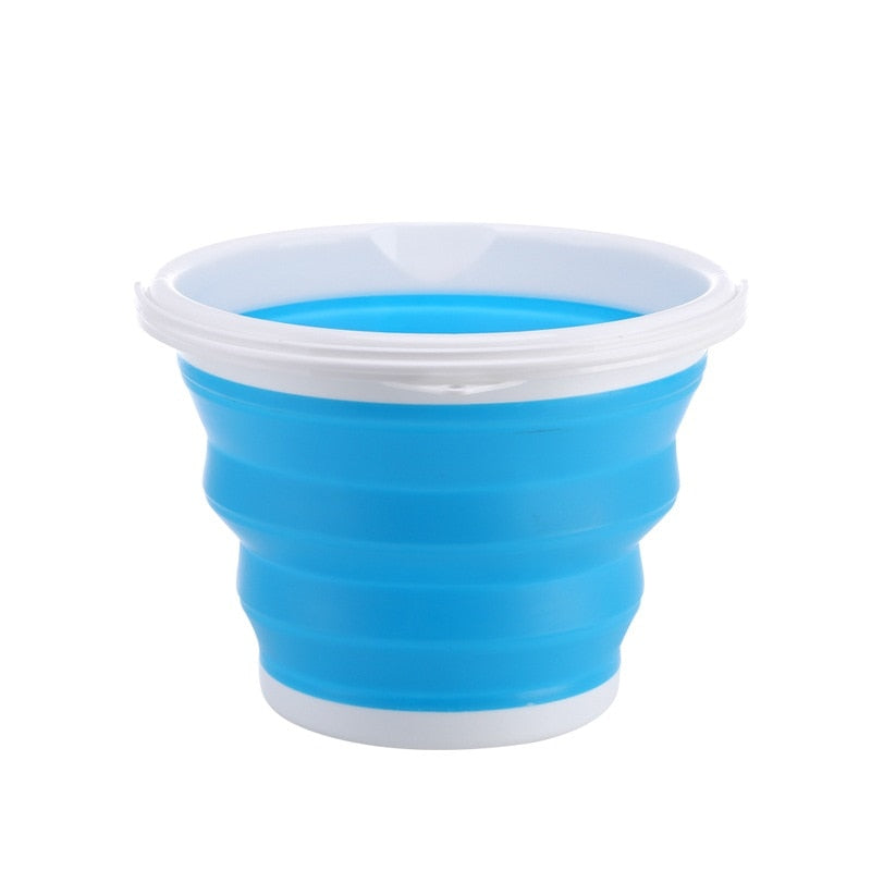 Collapsible Bucket Portable Folding Bucket Lid Silicone Car Washing Bucket Children Outdoor Fishing Travel Home Storage