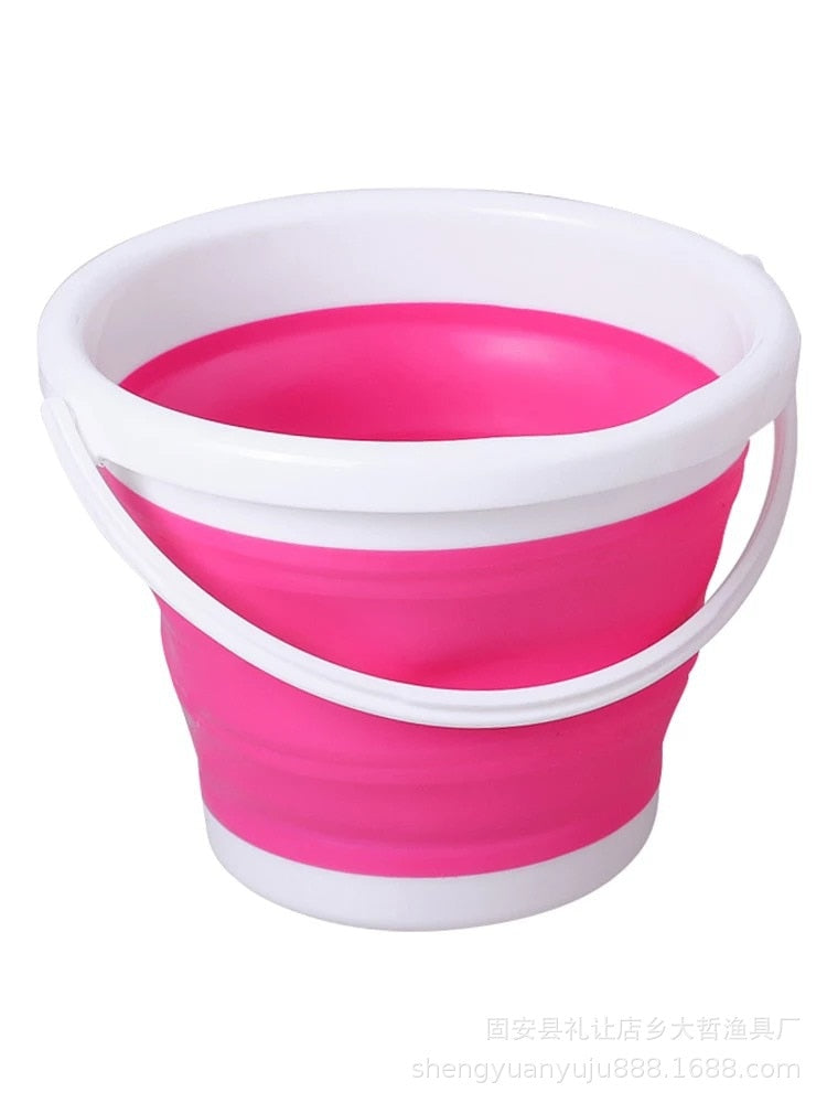 Collapsible Bucket Portable Folding Bucket Lid Silicone Car Washing Bucket Children Outdoor Fishing Travel Home Storage