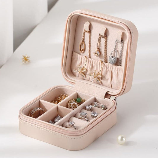 Travel Jewelry Box Organizer Mini Leather Storage Gift Case For Earring Necklace