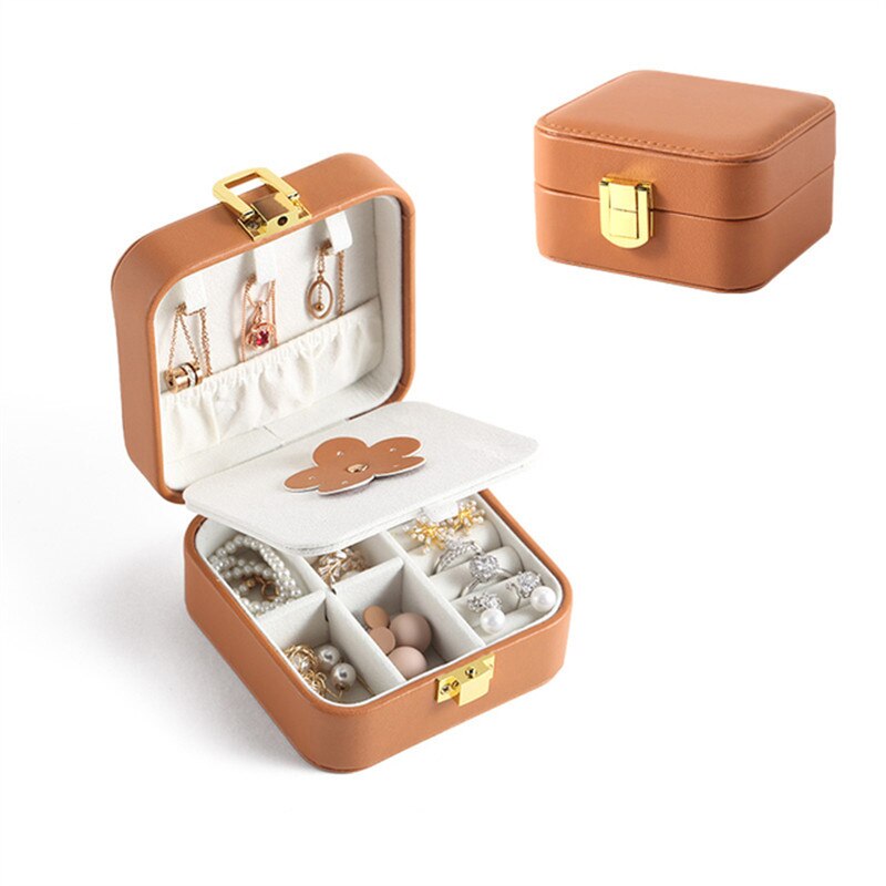 Travel Jewelry Box Organizer Mini Leather Storage Gift Case For Earring Necklace