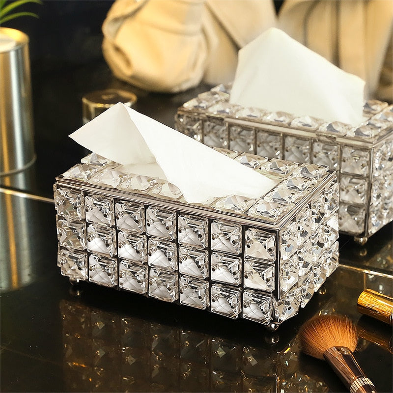 Rhinestone Tissue Box Paper Rack Office Table Accessories