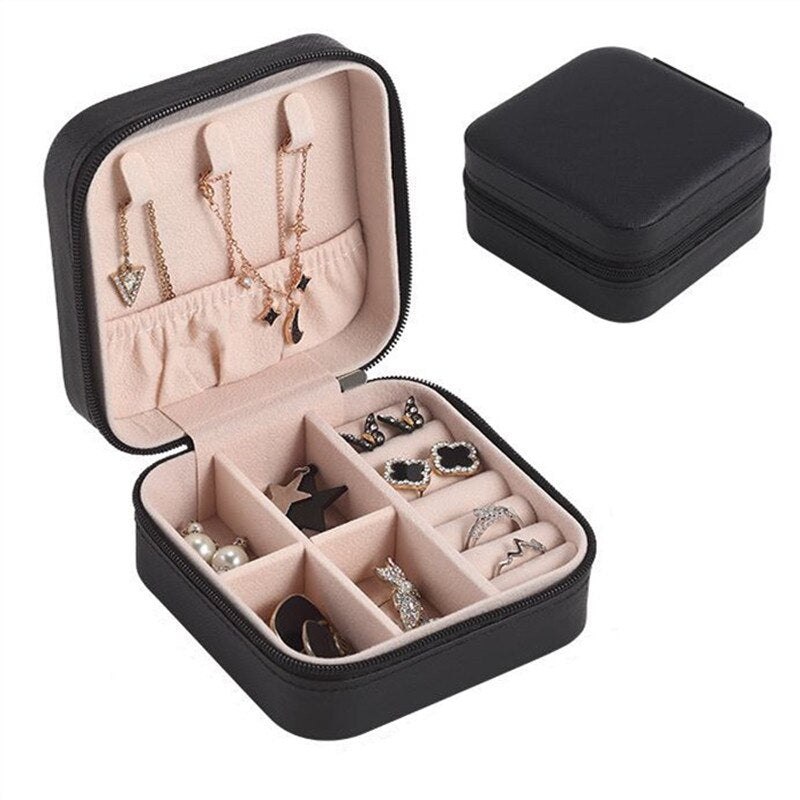 Travel Jewelry Box Organizer Mini Leather Storage Gift Case For Earring Necklace