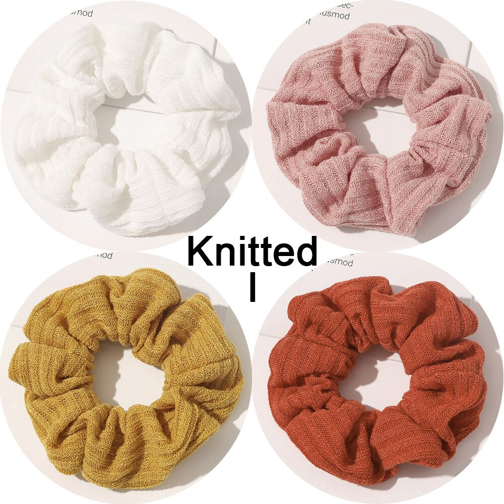 5pcs Satin Silk Scrunchies Women Elastic Rubber Hair Bands