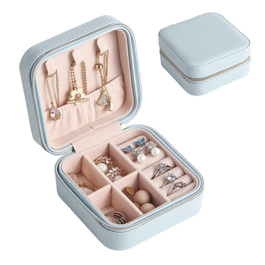 Travel Jewelry Box Organizer Mini Leather Storage Gift Case For Earring Necklace