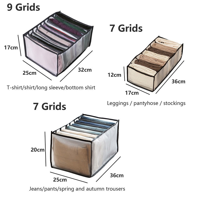 Dormitory closet organizer for socks home separated underwear storage box 7 grids jeans bra organizer foldable drawer organizer