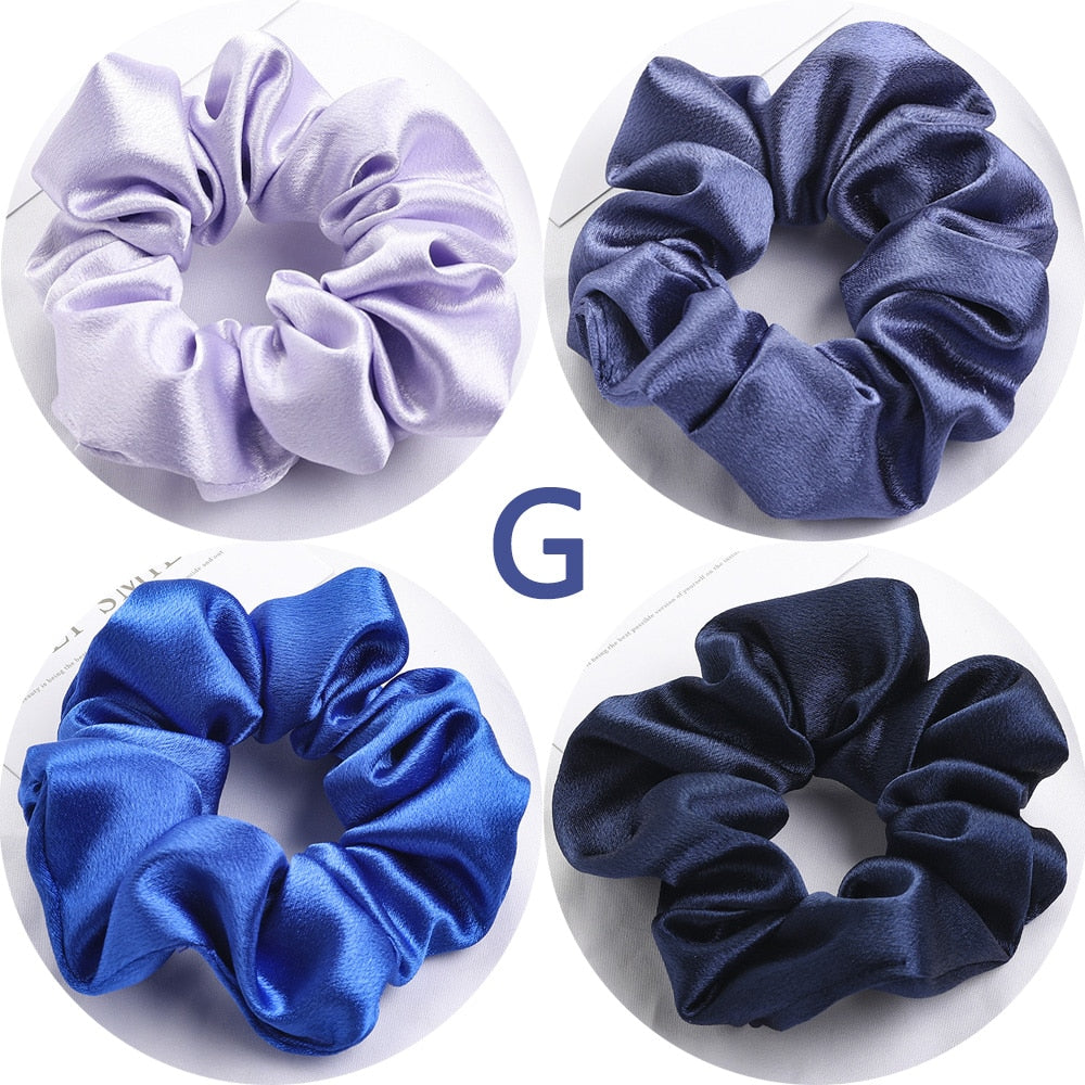 5pcs Satin Silk Scrunchies Women Elastic Rubber Hair Bands