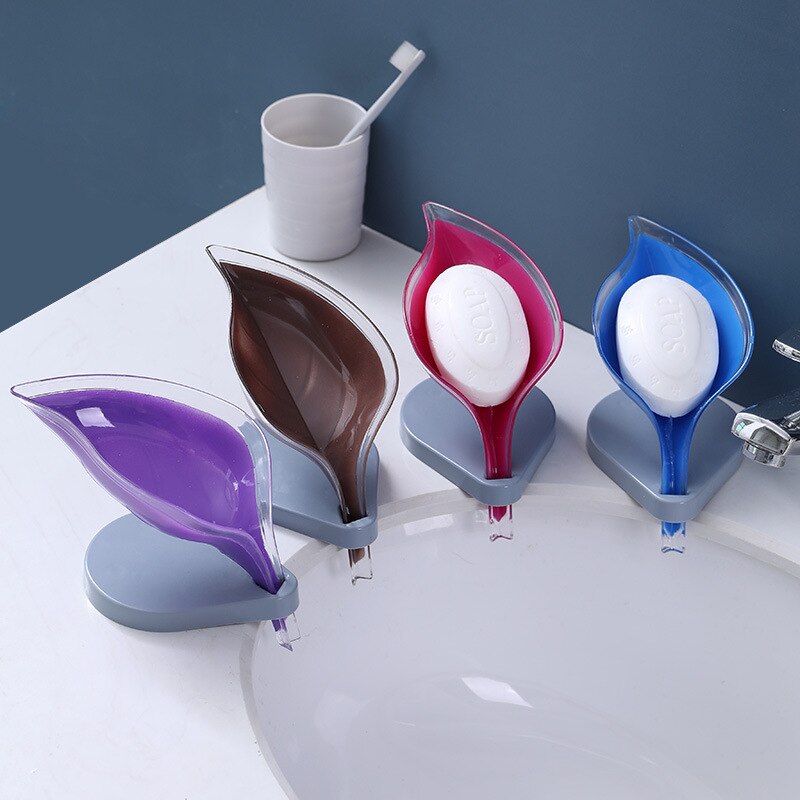 Leaf-shaped soap box dishwashing brush storage tray