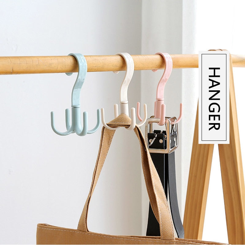 Space Saving Rotated Hanger Hooks Wardrobe Clothes Rack Hanger Organizer Bag Hanger Shoes Belt Scarf Hanging Rack Closet Hanger