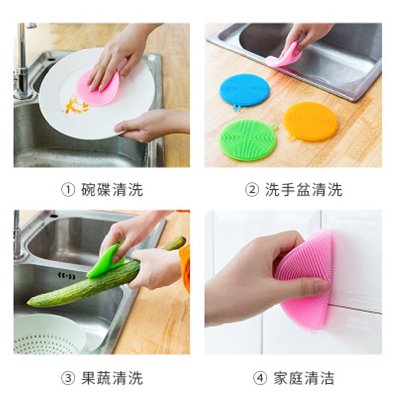 3pc Silicone Dish Washing Sponge Scrubber