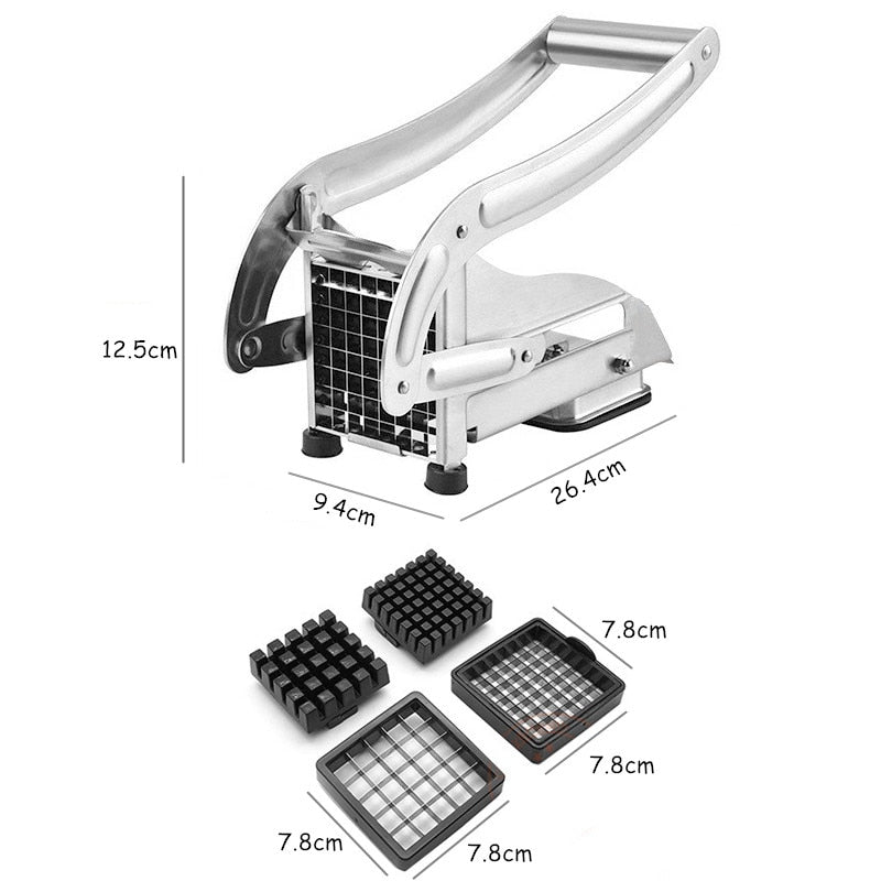 French Fry Cutter with 2 Blades Stainless Steel Potato Slicer Cutter