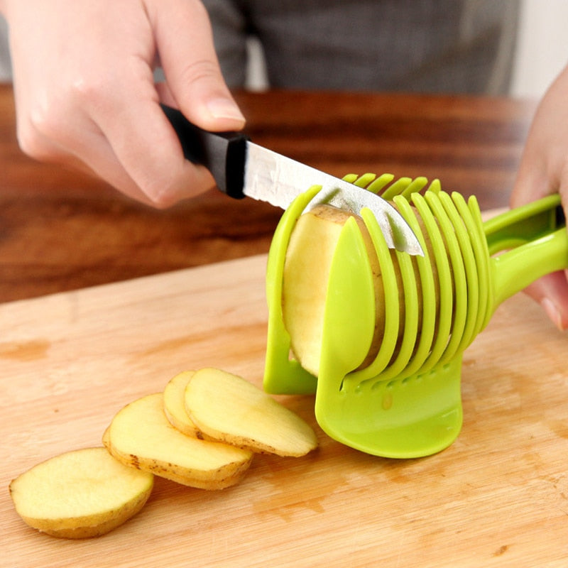1Pc Kitchen Gadgets Plastic Potato Slicer Tomato Cutter