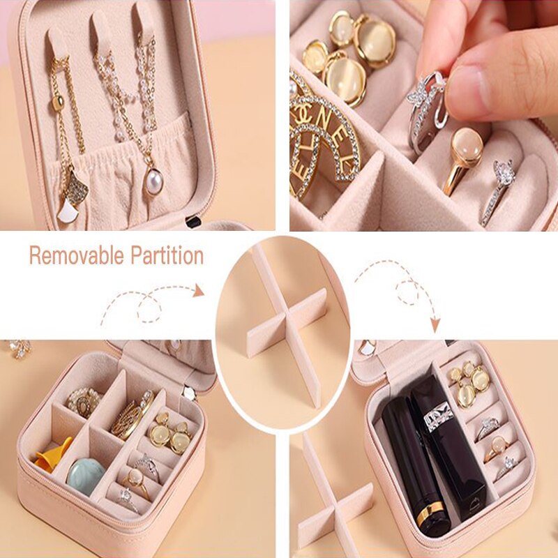 Travel Jewelry Box Organizer Mini Leather Storage Gift Case For Earring Necklace