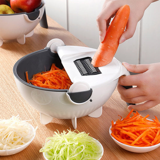 Multifunctional Rotate Vegetable Cutter With Drain Basket