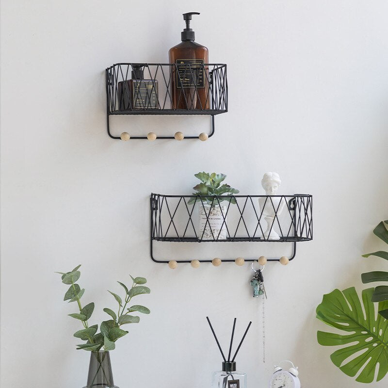 Iron Grid Wall Mounted Storage Basket