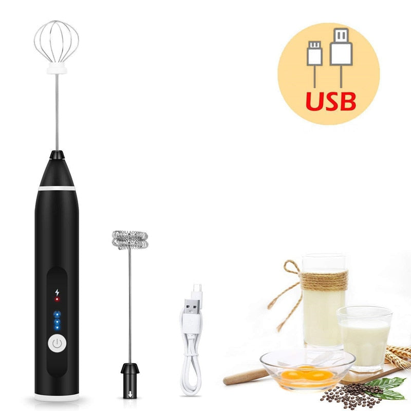 USB Electric Egg Whisk Automatic Handhold Foam Coffee Maker