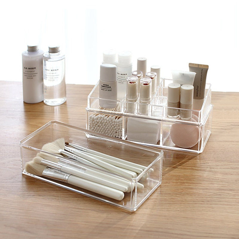 Portable Transparent Makeup Organizer Storage Box