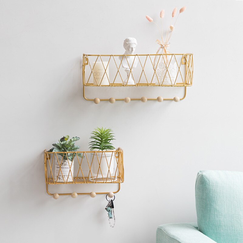 Iron Grid Wall Mounted Storage Basket