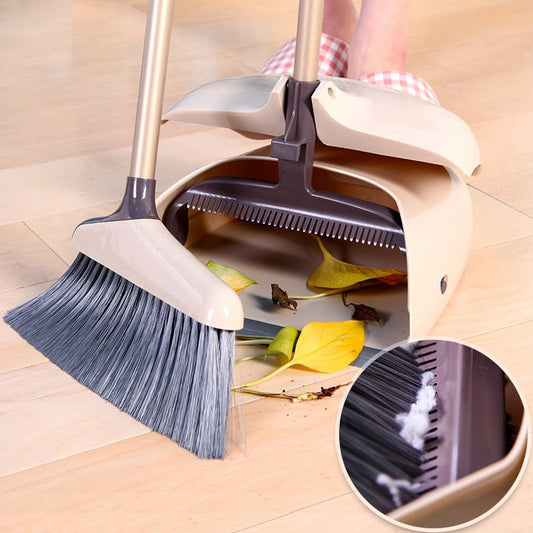 Eyliden Broom and Dustpan Set with Teeth and Long Handle cleaning kit