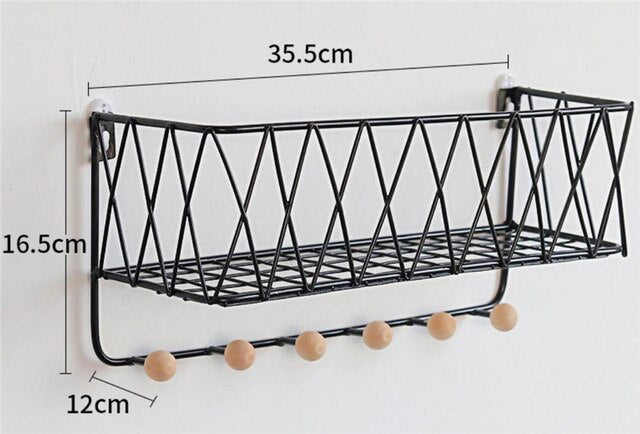 Iron Grid Wall Mounted Storage Basket