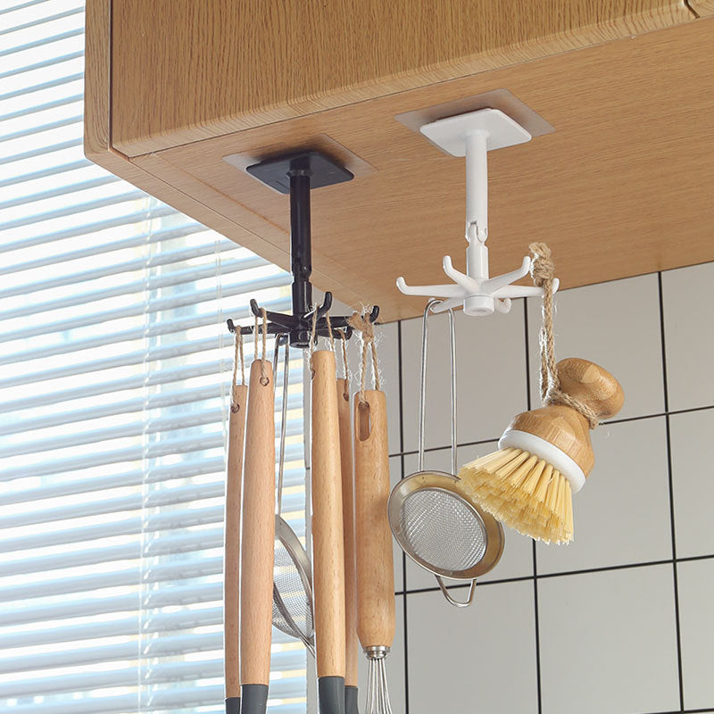 Kitchen Rotate Storage Rack Cupboard Shelf Hanging Hook Organizer Closet Clothes Shelf Hanger Wardrobe Holder Kitchen Storage