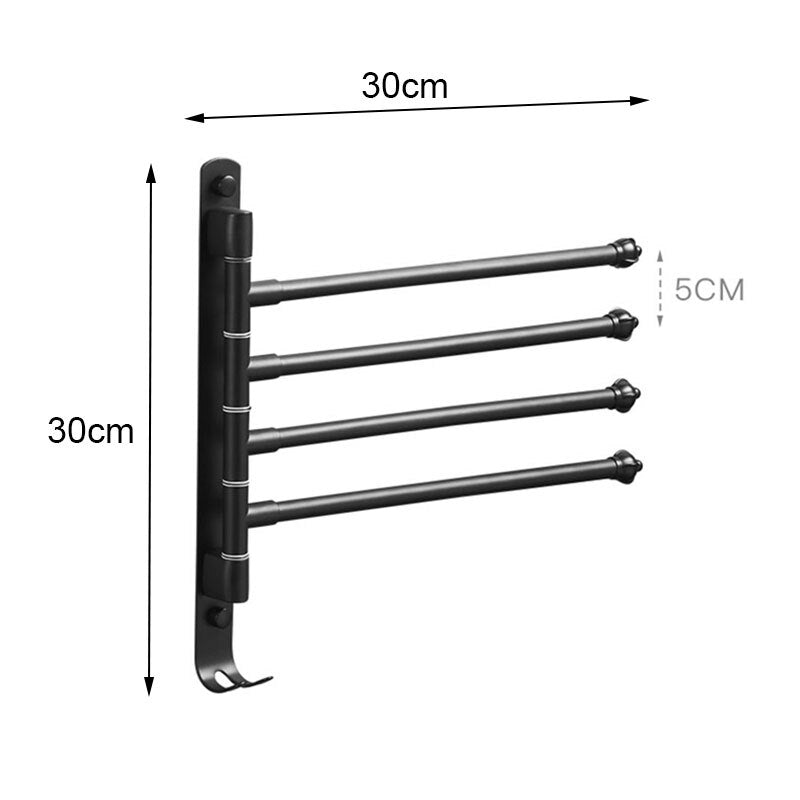 Bathroom Swivel Towel Bar with Hooks,