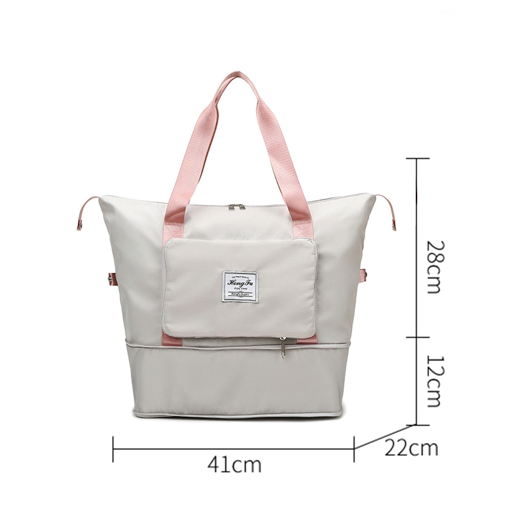 Shoulder Bag Female Travel Handbag Foldable Large Capacity Shopping Bag Waterproof Oxford Multi-pockets Tote