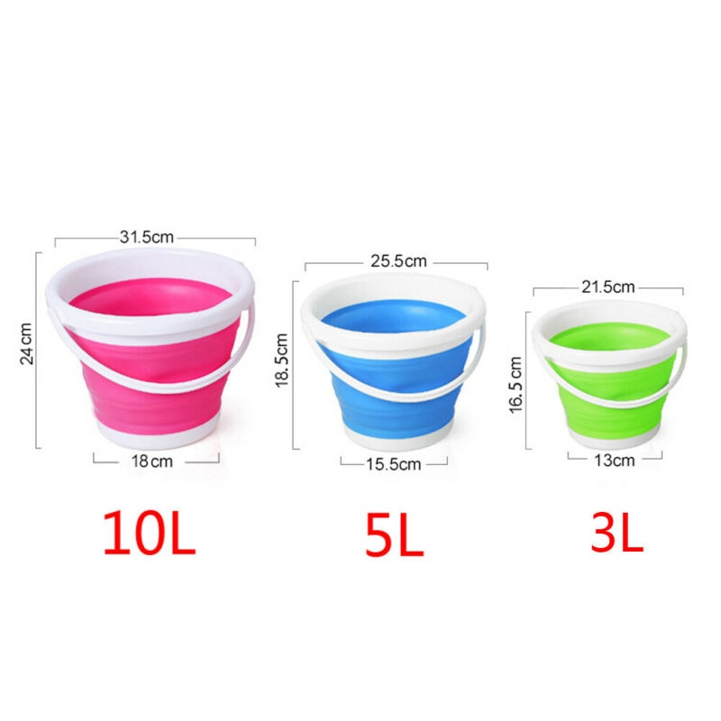 Collapsible Bucket Portable Folding Bucket Lid Silicone Car Washing Bucket Children Outdoor Fishing Travel Home Storage