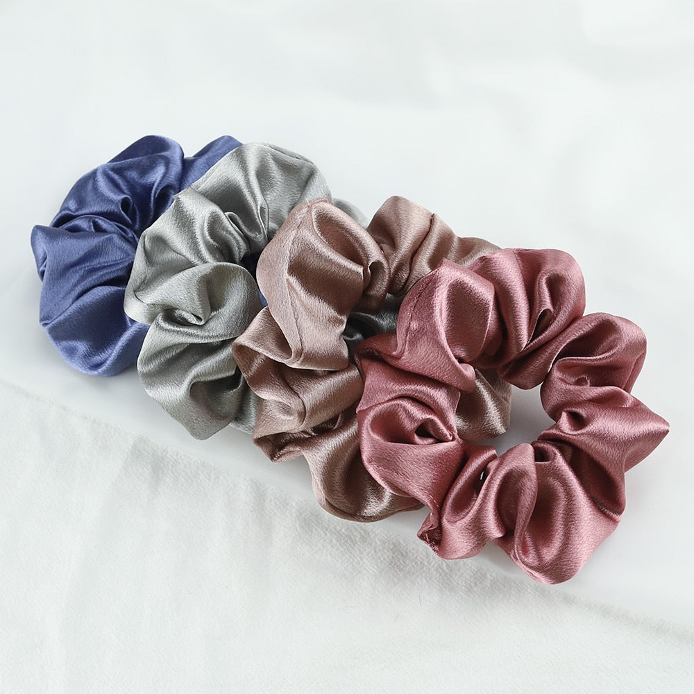 5pcs Satin Silk Scrunchies Women Elastic Rubber Hair Bands