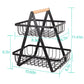 2-tier Metal Fruit Basket Vegetables Bread Rack Picnic Basket