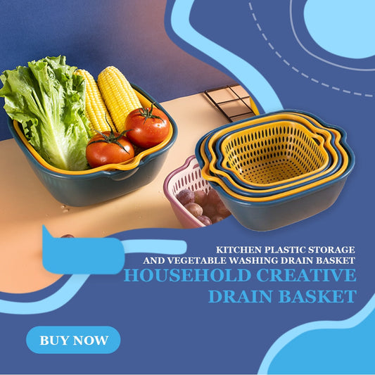 3pcs Drain Basket Washing Basin Storage Rack