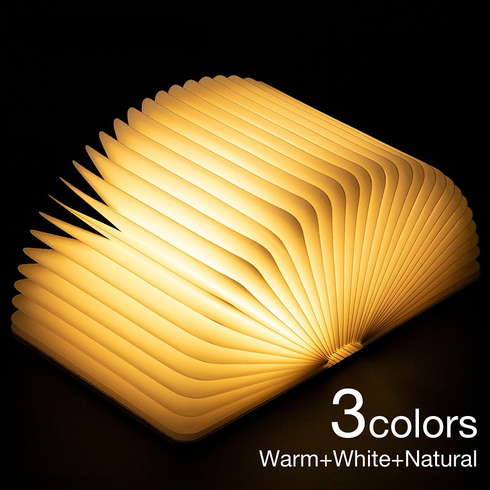 LED Wooden Book Lamp Reading light USB Bedside Table Lamp