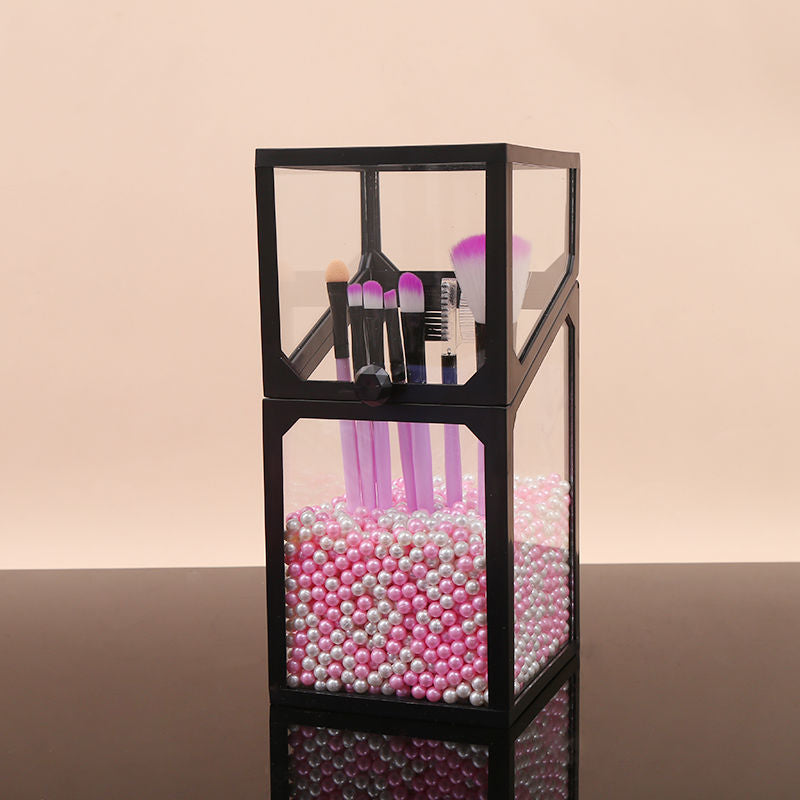 dust-proof eye shadow brush storage box with colorful pearls