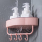 Triangle Storage Rack With Hooks Shampoo Shower Gel Storage Rack