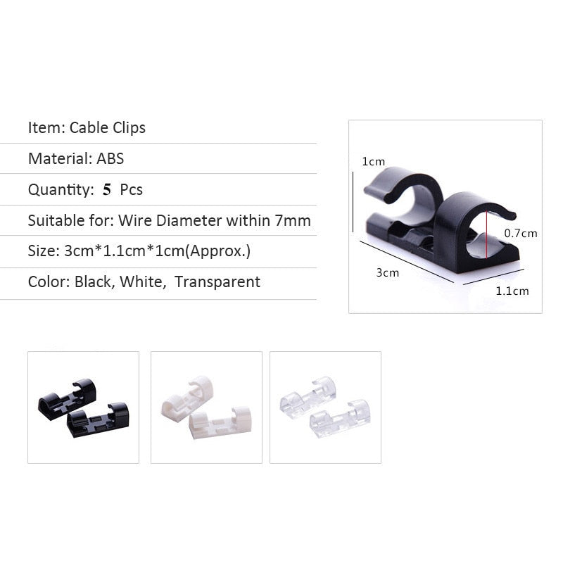 20 Pcs Cable Organizer Wire Winder Clips Cable Management Desktop Holder Wire Manager Cord Holder USB Cable Clip Bobbin Winder