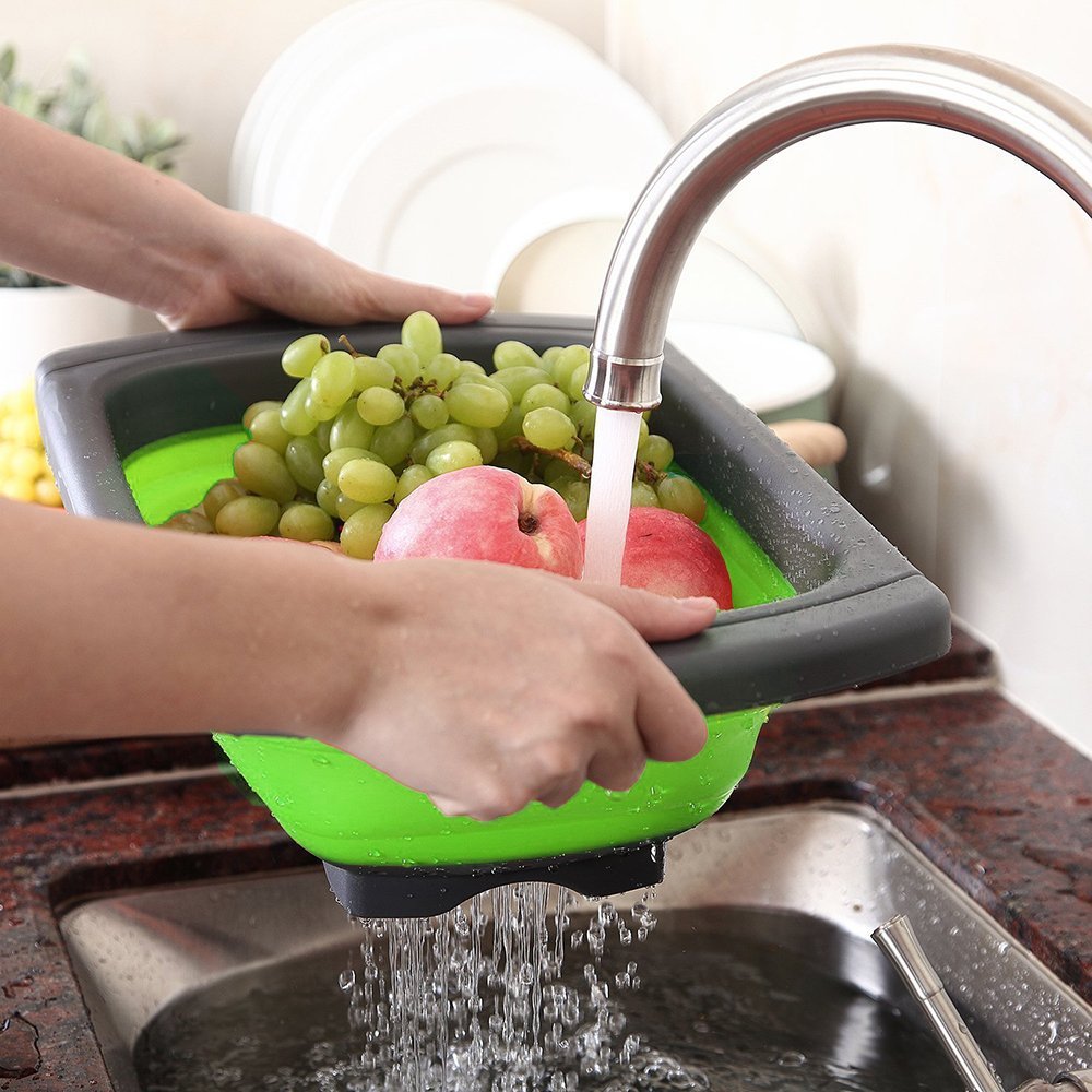 Collapsible Kitchen Colander Fruit Vegetable Strainer Drainer Washing Basket