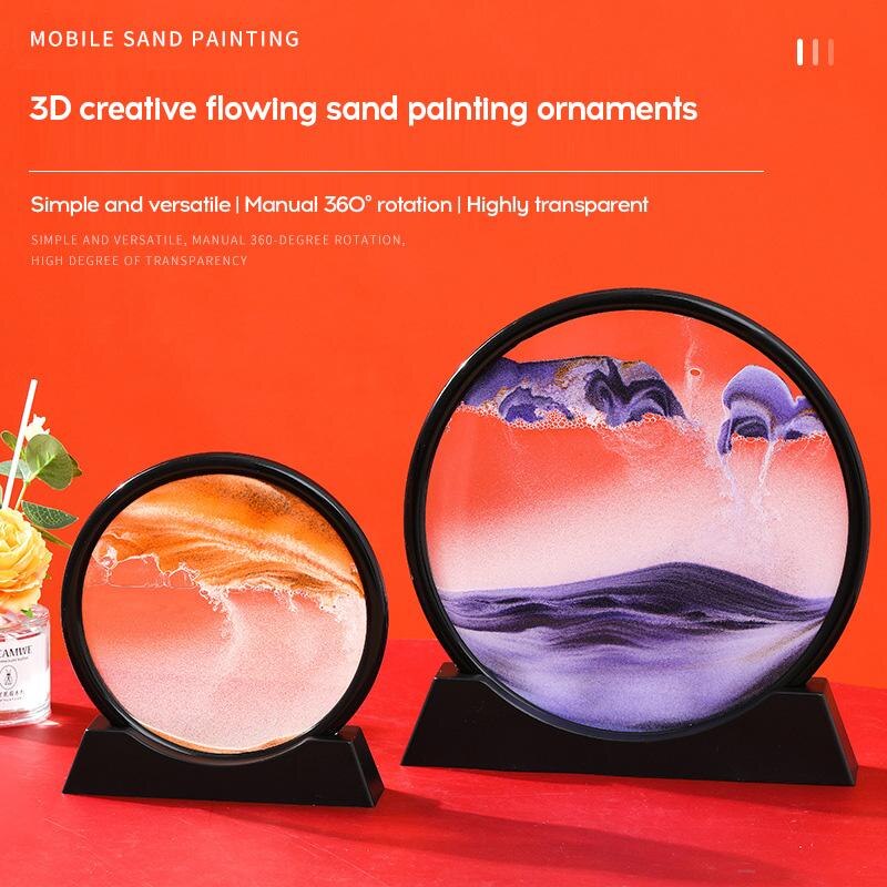 Moving Sand Art Picture Round Glass 3D Hourglass Deep Sea