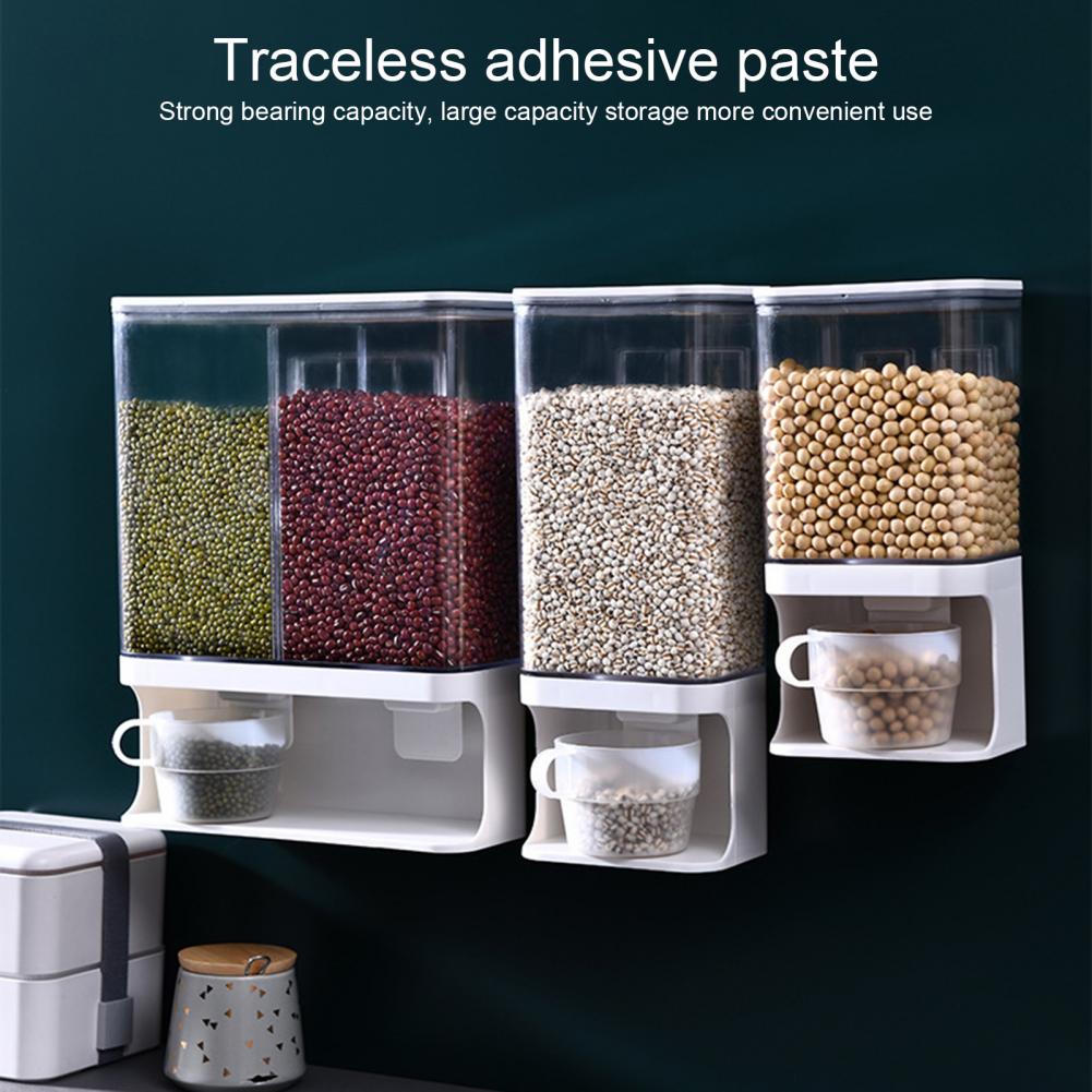 Grain Storage Box Wall-Mounted Transparent Space-saving Cereal Dispenser