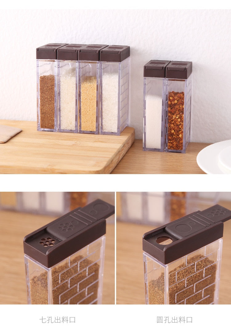 Transparent Spice Jar Set Salt and Pepper Seasoning Bottle Colorful Lid