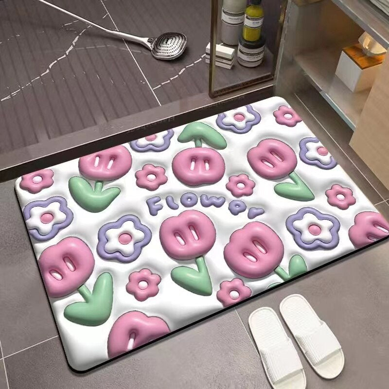 3D Diatom Mud Bath Mat Cartoon Bath Mat