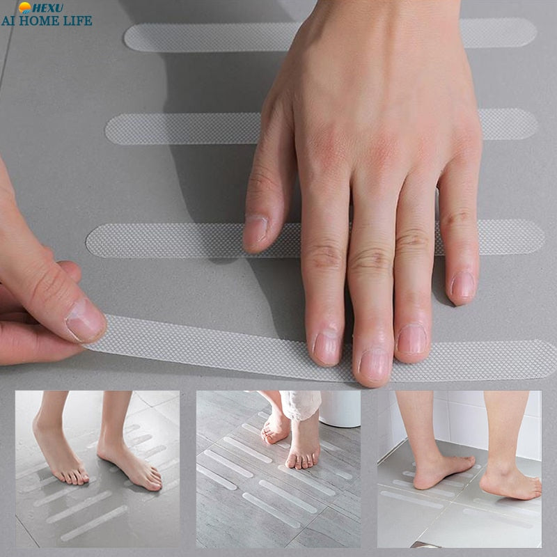 5 pcs PVC Tapes Anti-Slip Strips Shower Floor Stickers Bath Safety Strips