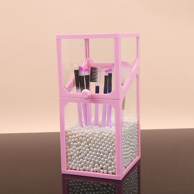 dust-proof eye shadow brush storage box with colorful pearls